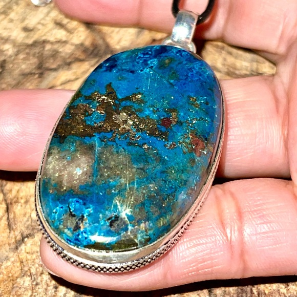 Chunky Chessylite Azurite Pendant 2 1/4” - Picture 6 of 10